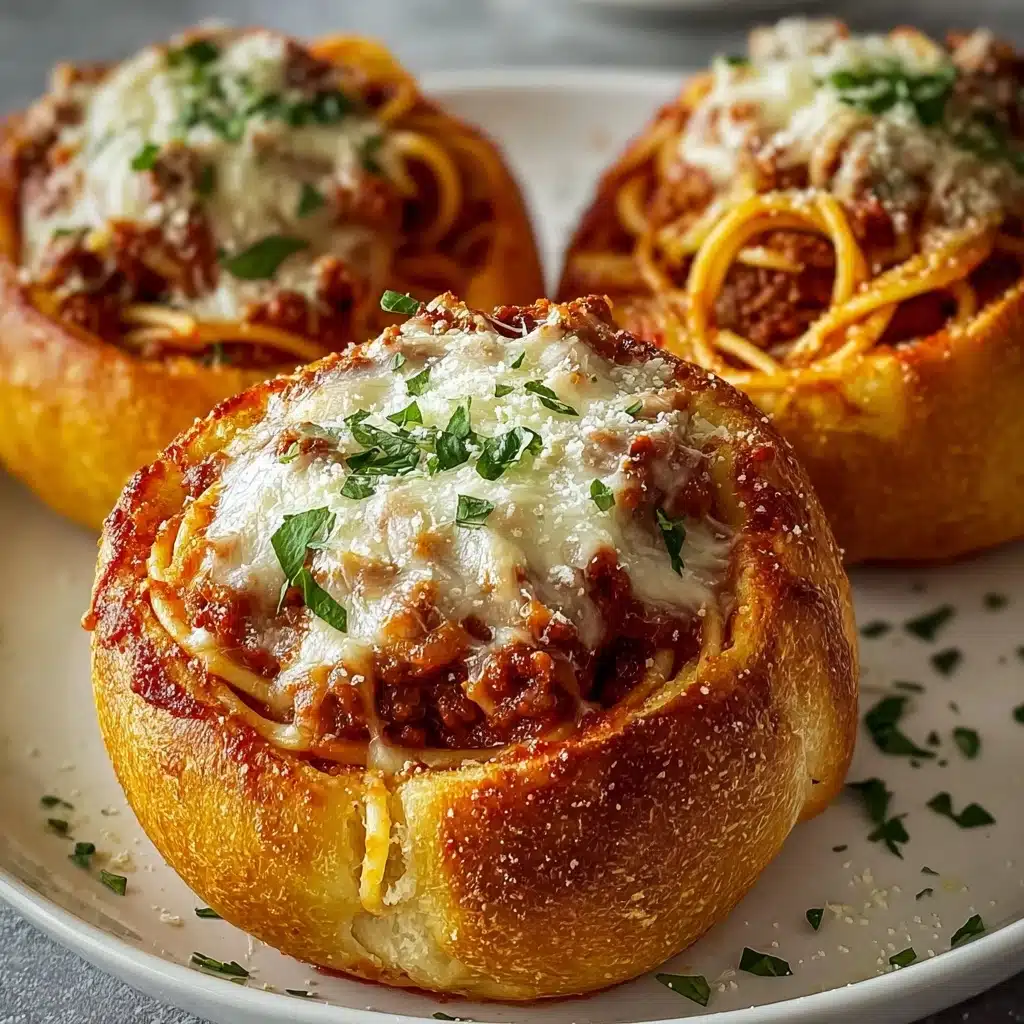 Spaghetti Garlic Bread Bowls Recipe