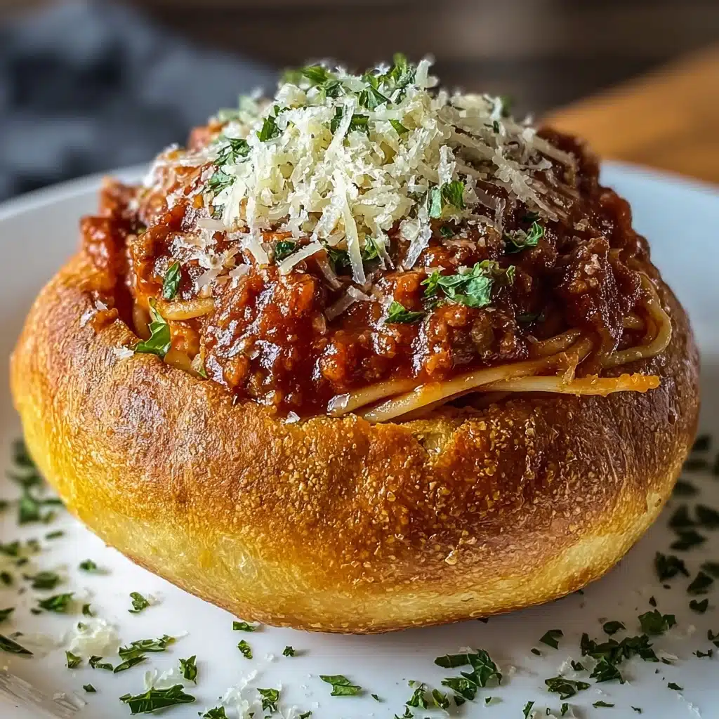Spaghetti Garlic Bread Bowls Recipe - Recipe Image