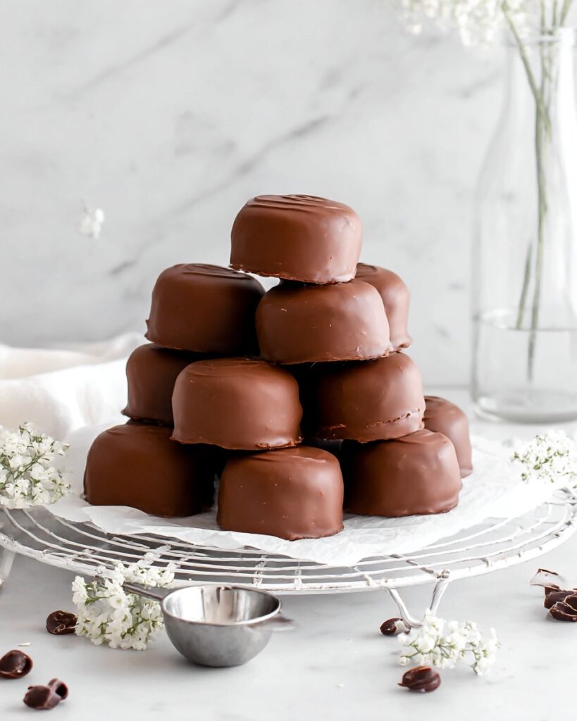 Mini Chocolate Cakes with Marshmallow Filling and Chocolate Coating Recipe
