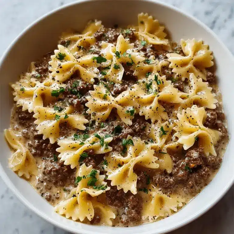 Creamy Parmesan Garlic Beef Bowtie Pasta Recipe
