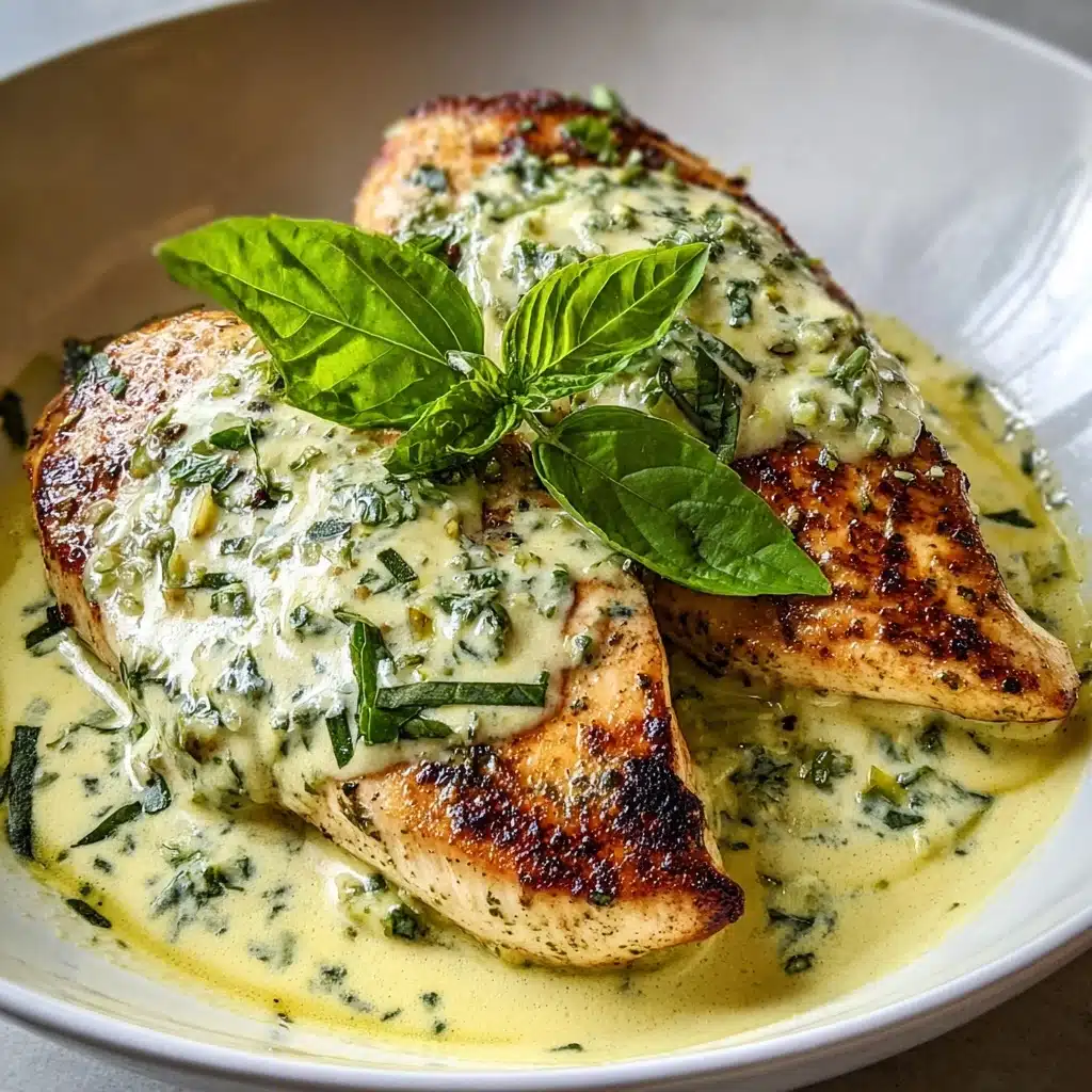 Mozzarella Chicken in Basil Cream Sauce Recipe - Recipe Image