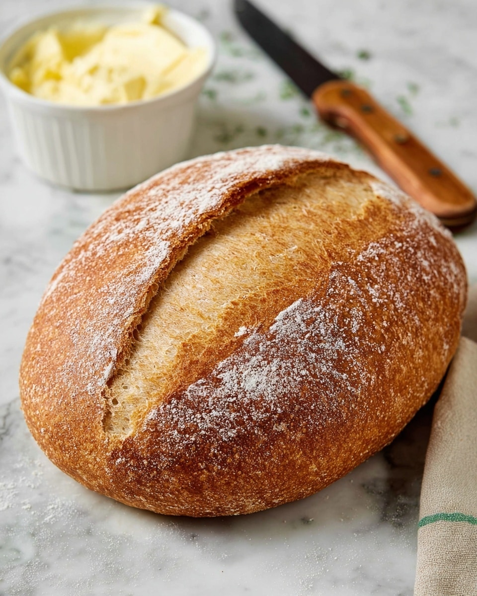 The image shows a fresh golden brown baguette placed on a white cloth with black stripes on a white marbled surface. The baguette has a smooth, slightly shiny crust with deep slash marks revealing the soft, fluffy white inner bread. A woman's hand holds up a broken piece of the bread showing the airy, light texture inside with a pale cream color. The background is plain and light, emphasizing the bread's texture and color. photo taken with an iphone --ar 4:5 --v 7